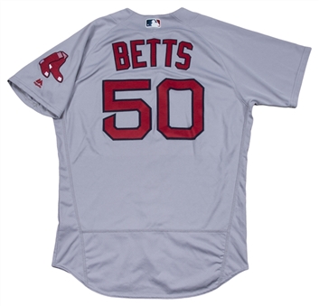 2016 Mookie Betts Game Used Boston Red Sox Road Jersey Used on 4/5/2016 - Opening Day Home Run (MLB Authenticated)